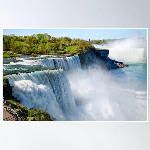 Waterfall Landscape On The Mountain Poster Wall Art, Modern Wall Decor, 24x36 UNFRAMED