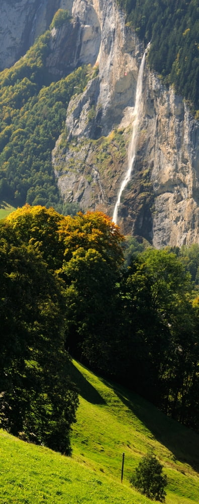Waterfall Lauterbrunnen Valley Wengen Lauterbrunnen Interlaken-Oberhasli Bernese Oberland Bern Switzerland Canvas Art - Panoramic Images (27 x 9)