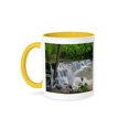 thumbnail image 1 of 3drose, Waterfall, Lee Creek, Arkansas, Usa, 15oz Two-tone Yellow Mug, 1 of 6
