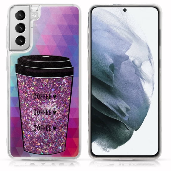 Waterfall Liquid Sparkling Flowing Sand Tpu Case For Samsung Galaxy S22 - Coffee