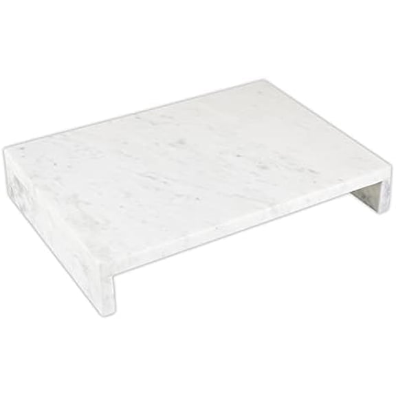 Waterfall Marble Tray - Elegant Table Display Riser Charcuterie Cheese Board Footed Stand, 14" x 10", White$$Home Decor, Kitchen, & Other