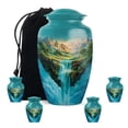 thumbnail image 1 of Waterfall Memorial Cremation Urns For Human Ashes For Man, Blue Urn For Male, Small Keepsake Urn For Mom, Decorative Urns For Human Ashes Adult Woman, 1 Large & 4 Mini (10&3 Inch), 1 of 7