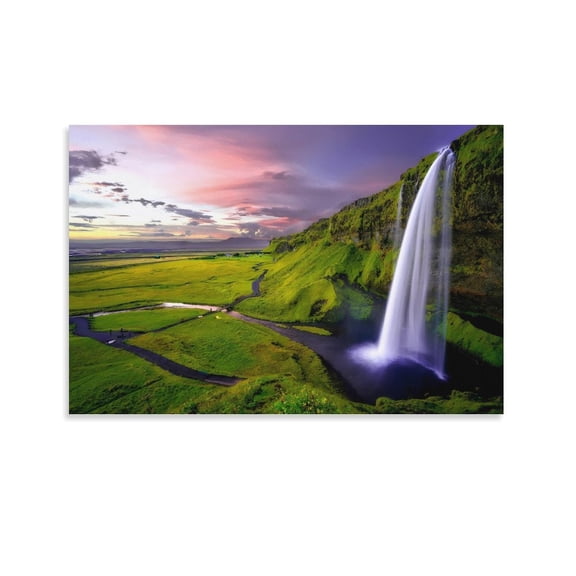 Waterfall Mountain Natural Landscape Canvas Wall Art Poster Decorative Bedroom Modern Home Print Picture Artworks Posters 12x18inch(30x45cm)