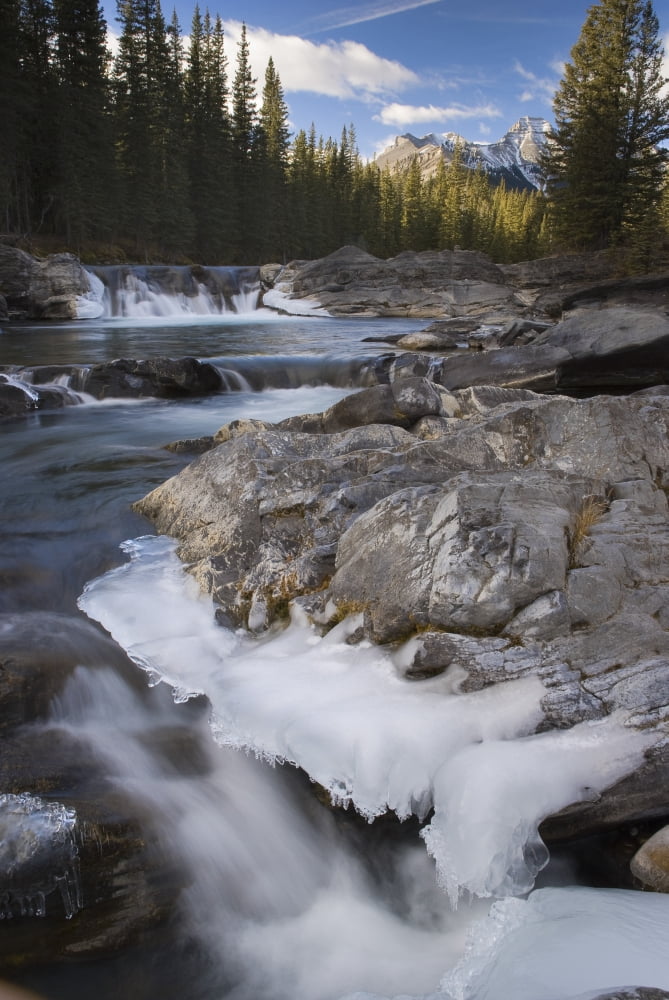 Waterfall On Sheep River Kananaskis Alberta Canada Canvas Art - Philippe Widling Design Pics (11 x 17)