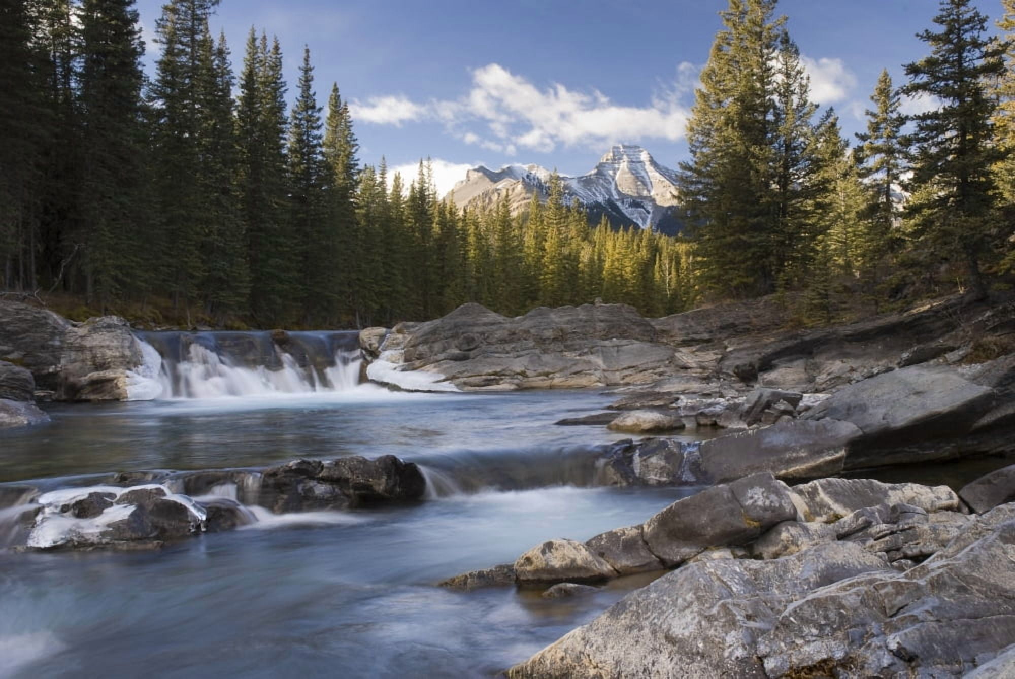 Waterfall On Sheep River Kananaskis Alberta Canada Canvas Art - Philippe Widling Design Pics (17 x 11)