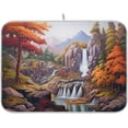 thumbnail image 1 of Waterfall Painting Dish Drying Mat, Absorbent Microfiber Pad Protector For Kitchen Counter Top Mat Dish Drainboard 16x18in, 1 of 7