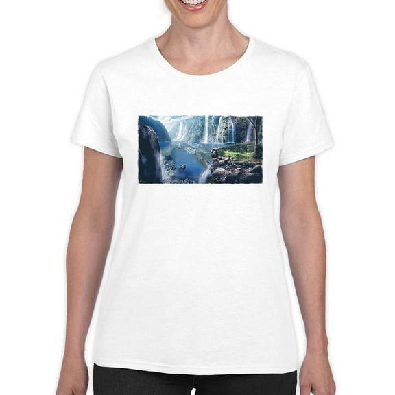 Waterfall Paradise T-Shirt Women -Anthony Chirstou Designs, Female Medium