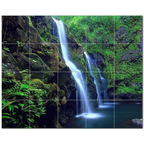Waterfall Photo Ceramic Tile Mural Kitchen Backsplash Bathroom Shower, 406087-XL