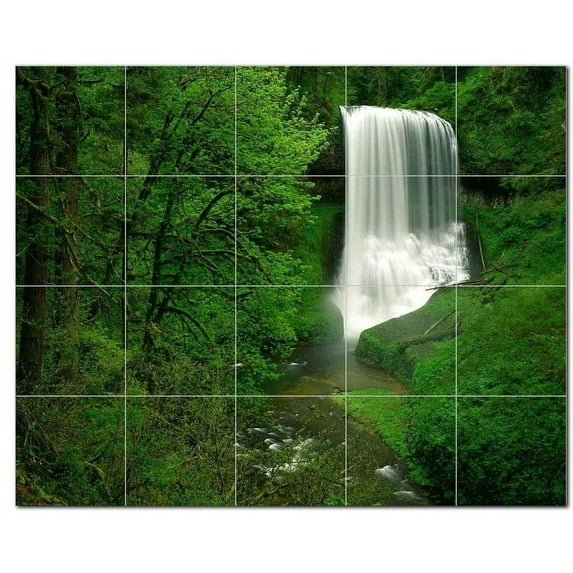 Waterfall Photo Ceramic Tile Mural Kitchen Backsplash Bathroom Shower, 406088-L5