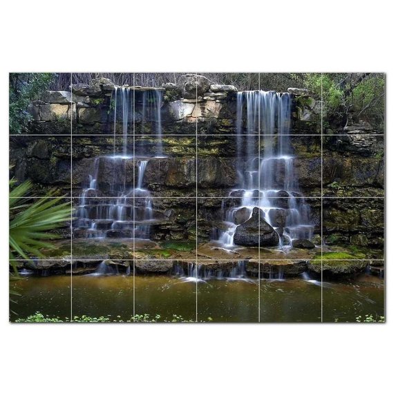 Waterfall Photo Ceramic Tile Mural Kitchen Backsplash Bathroom Shower, 406094-L6