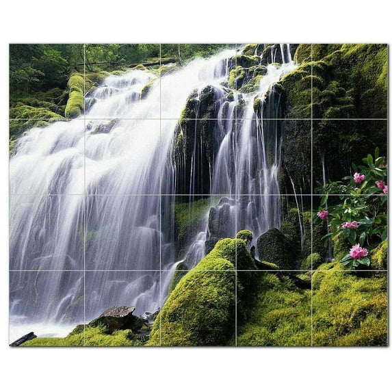Waterfall Photo Ceramic Tile Mural Kitchen Backsplash Bathroom Shower, 406104-L5