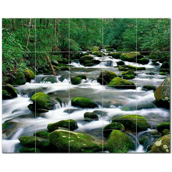 Waterfall Photo Ceramic Tile Mural Kitchen Backsplash Bathroom Shower, 406127-S5