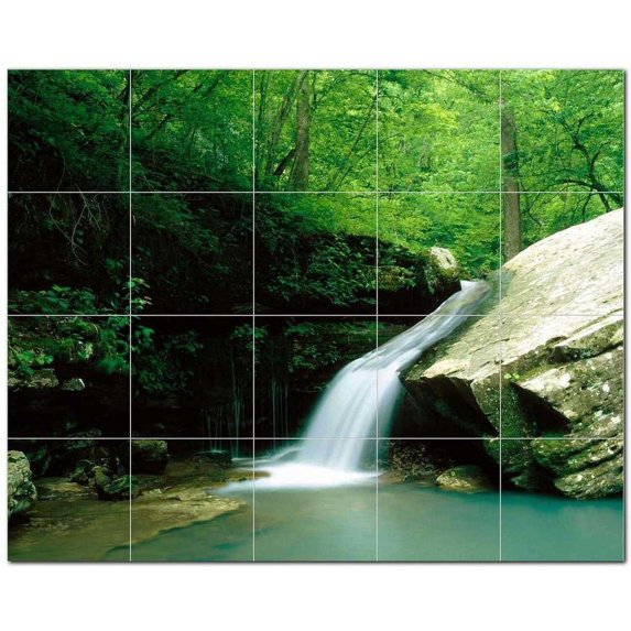 Waterfall Photo Ceramic Tile Mural Kitchen Backsplash Bathroom Shower, 406131-XL