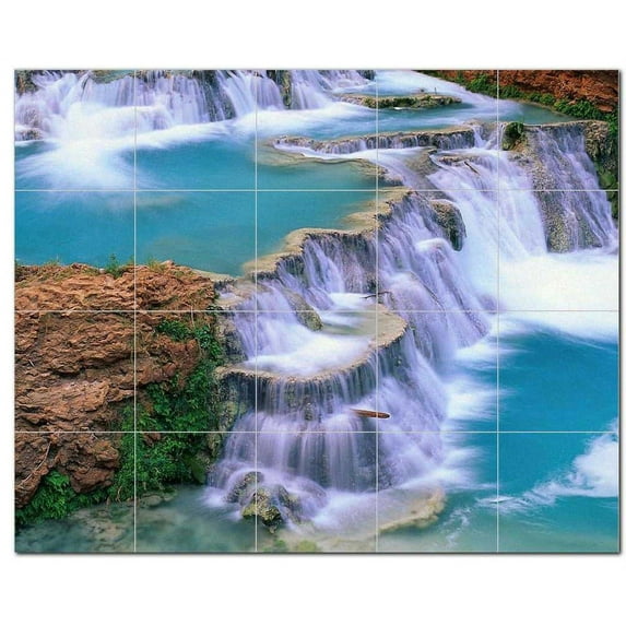 Waterfall Photo Ceramic Tile Mural Kitchen Backsplash Bathroom Shower, 406137-M5