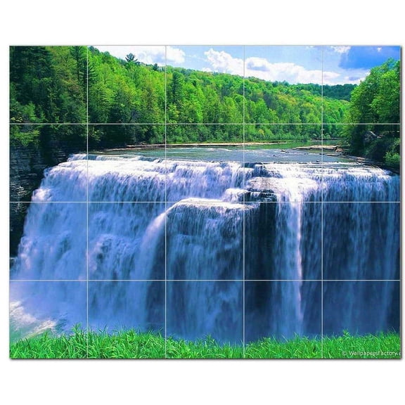 Waterfall Picture Ceramic Tile Mural Kitchen Backsplash Bathroom Shower, 406153