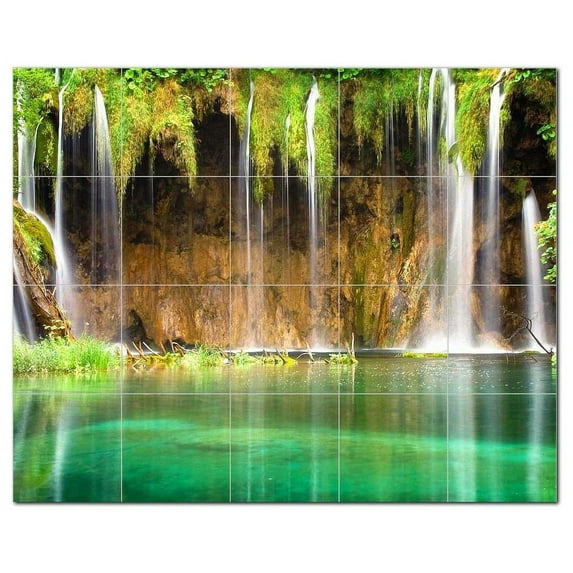 Waterfall Picture Ceramic Tile Mural Kitchen Backsplash Bathroom Shower, 406155