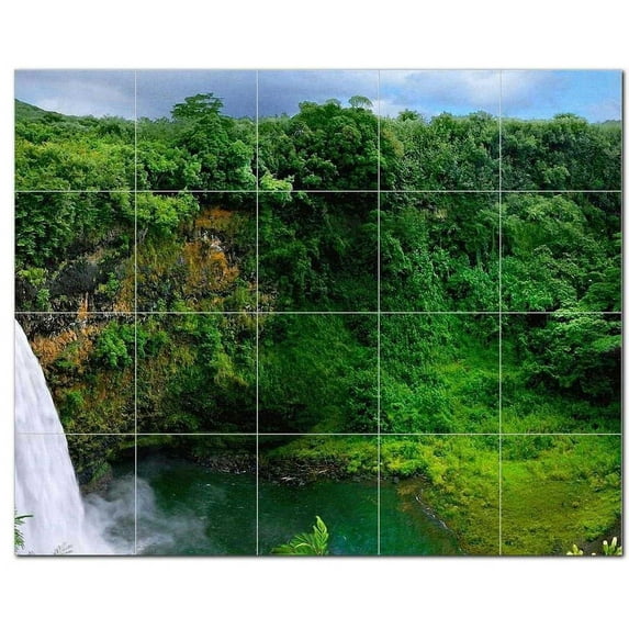 Waterfall Picture Ceramic Tile Mural Kitchen Backsplash Bathroom Shower, 406157