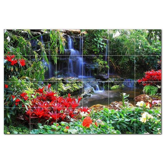 Waterfall Picture Ceramic Tile Mural Kitchen Backsplash Bathroom Shower, 406162