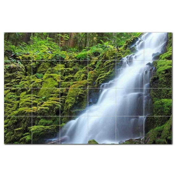 Waterfall Picture Ceramic Tile Mural Kitchen Backsplash Bathroom Shower, 406169