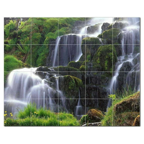 Waterfall Picture Ceramic Tile Mural Kitchen Backsplash Bathroom Shower, 406195