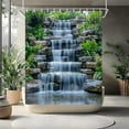 thumbnail image 1 of Waterfall Rainforest Shower Curtain Forest Tropical Jungle Spring Courtyard Green Bushes Natural Landscape Park Bathroom Curtains Set Polyester Fabric With Hooks 54"W x 72"L, 1 of 6