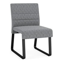 Waterfall Reception Sled Base Armless Guest Chair / Black Steel / Gray