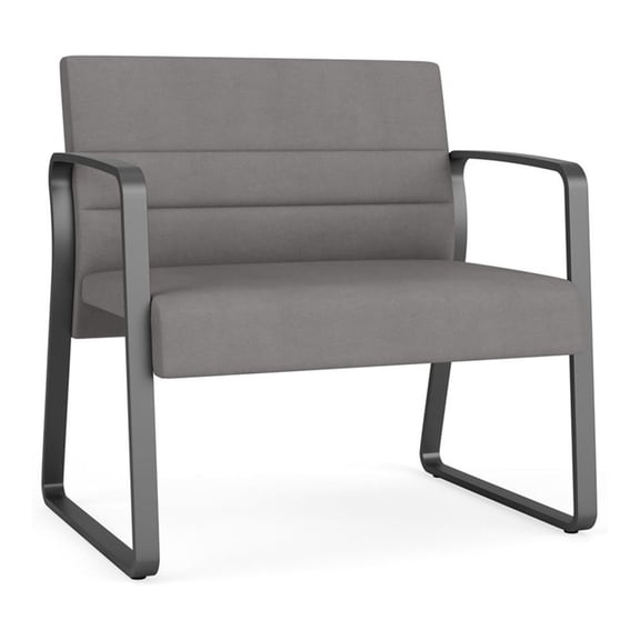 Waterfall Reception Sled Base Bariatic Chair / Charcoal Steel / Light Gray