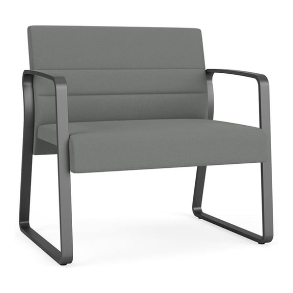 Waterfall Reception Sled Base Bariatic Chair / Charcoal Steel / Light Gray