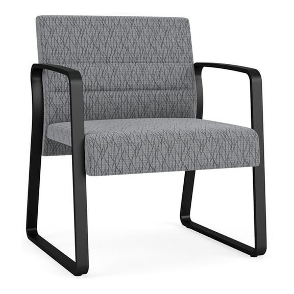 Waterfall Reception Sled Base Oversize Guest Chair / Black Steel / Gray