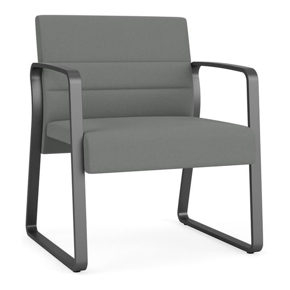Waterfall Reception Sled Base Oversize Guest Chair / Charcoal Steel / Light Gray