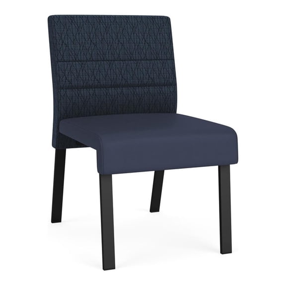 Waterfall Reception Waiting Armless Guest Chair / Black Steel / Blue / Blue