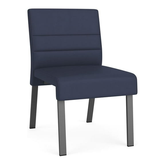 Waterfall Reception Waiting Armless Guest Chair / Charcoal Steel / Blue