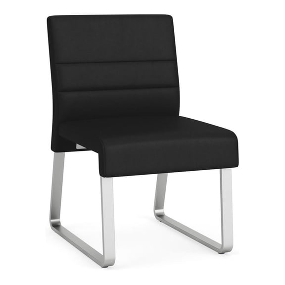 Waterfall Reception Waiting Armless Guest Chair / Silver Steel / Black