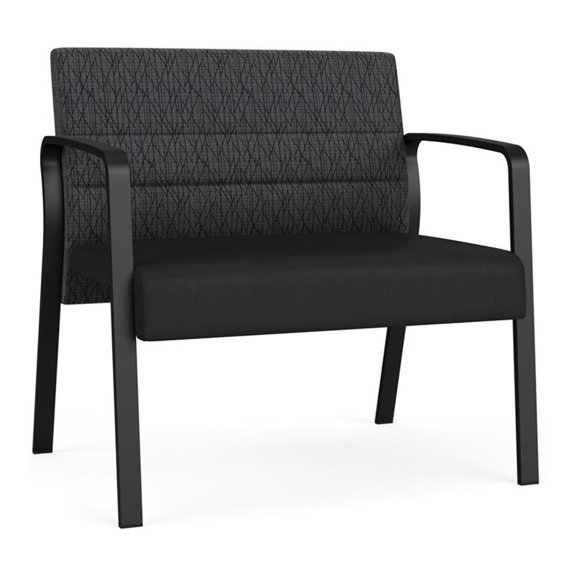 Waterfall Reception Waiting Bariatic Chair / Black Steel / Dark Gray / Black