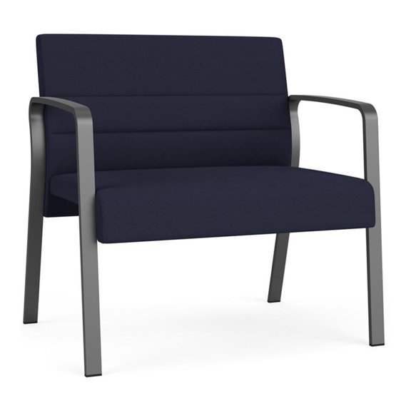 Waterfall Reception Waiting Bariatic Chair / Charcoal Steel / Navy Blue