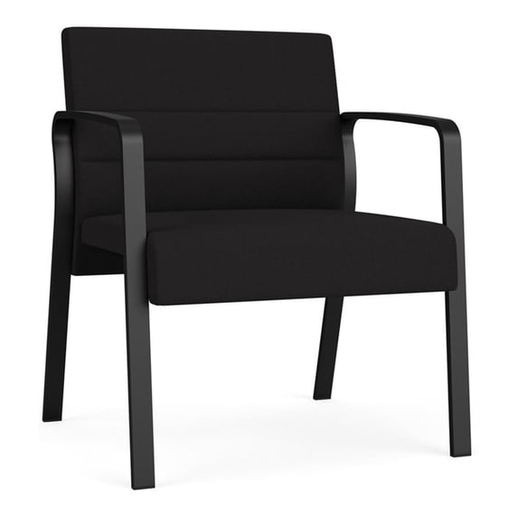 Waterfall Reception Waiting Oversize Guest Chair / Black Steel / Black