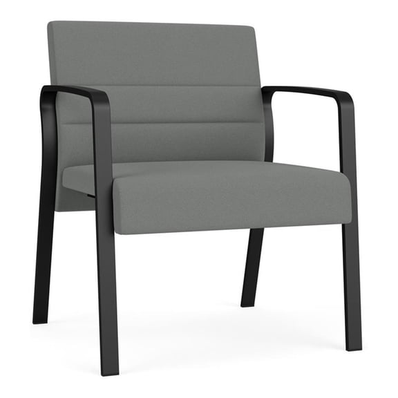 Waterfall Reception Waiting Oversize Guest Chair / Black Steel / Light Gray