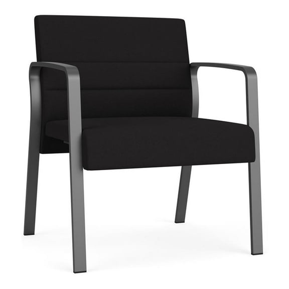 Waterfall Reception Waiting Oversize Guest Chair / Charcoal Steel / Black