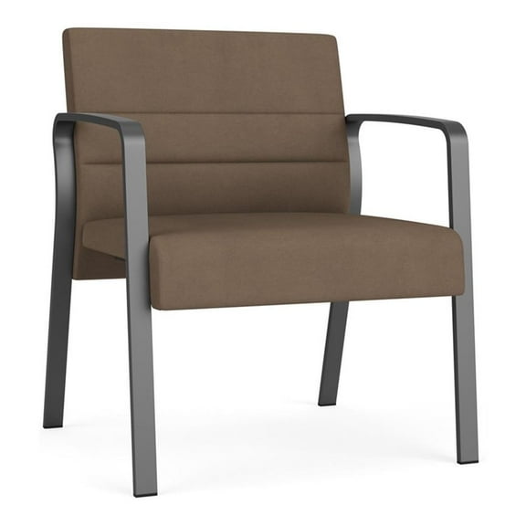 Waterfall Reception Waiting Oversize Guest Chair / Charcoal Steel / Brown