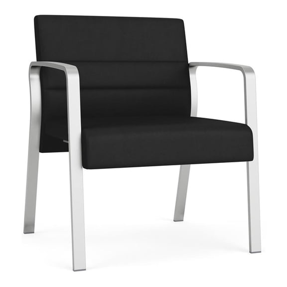Waterfall Reception Waiting Oversize Guest Chair / Silver Steel / Black