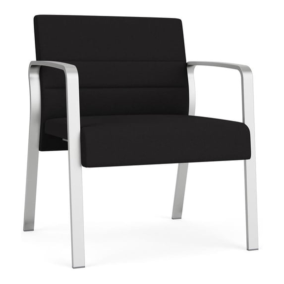 Waterfall Reception Waiting Oversize Guest Chair / Silver Steel / Black