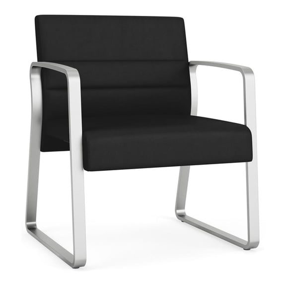 Waterfall Reception Waiting Oversize Guest Chair / Silver Steel / Black