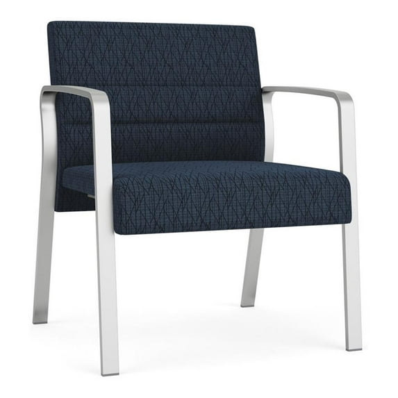 Waterfall Reception Waiting Oversize Guest Chair / Silver Steel / Blue