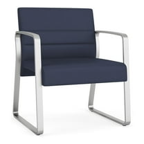 Waterfall Reception Waiting Oversize Guest Chair / Silver Steel / Blue