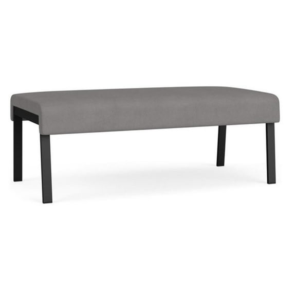 Waterfall Reception Waiting Room 2-Seat Bench / Black Steel / Light Gray