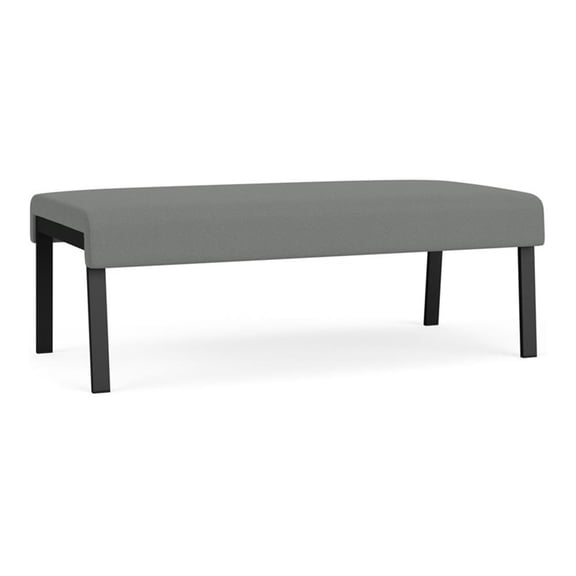 Waterfall Reception Waiting Room 2-Seat Bench / Black Steel / Light Gray
