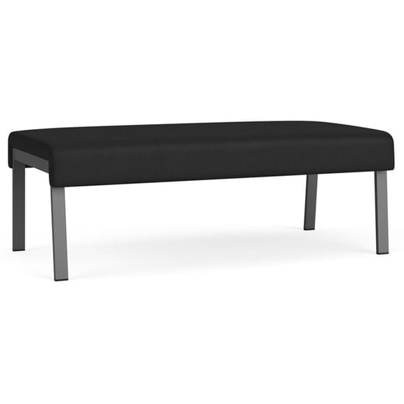 Waterfall Reception Waiting Room 2-Seat Bench / Charcoal Steel / Black