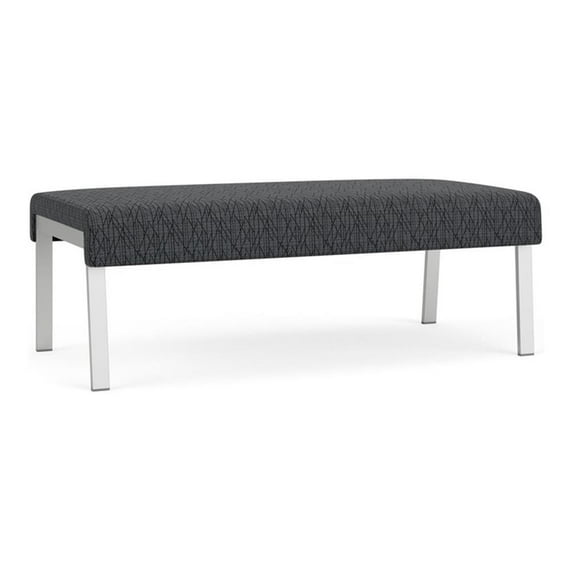 Waterfall Reception Waiting Room 2-Seat Bench / Silver Steel / Dark Gray