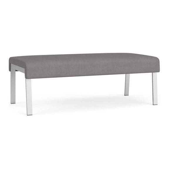 Waterfall Reception Waiting Room 2-Seat Bench / Silver Steel / Light Gray