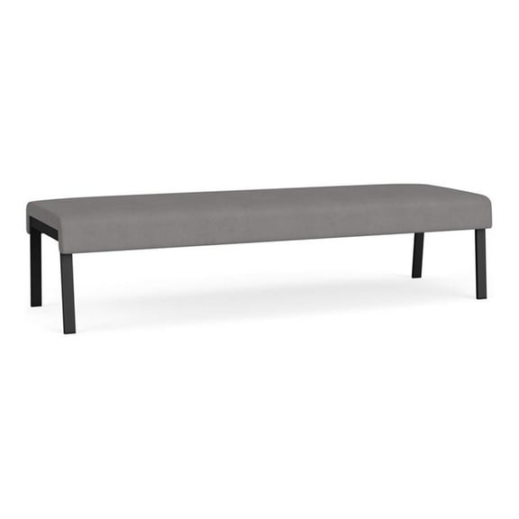 Waterfall Reception Waiting Room 3-Seat Bench / Black Steel / Light Gray